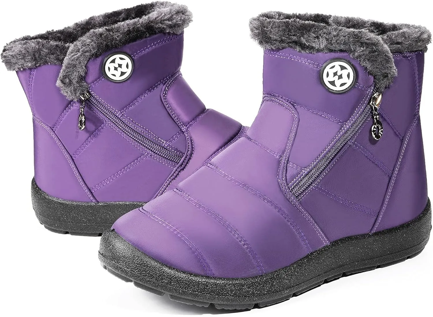 Hsyooes Womens Warm Fur Lined Winter Snow Boots Waterproof Ankle Boots Outdoor Booties Comfortable Shoes for Women