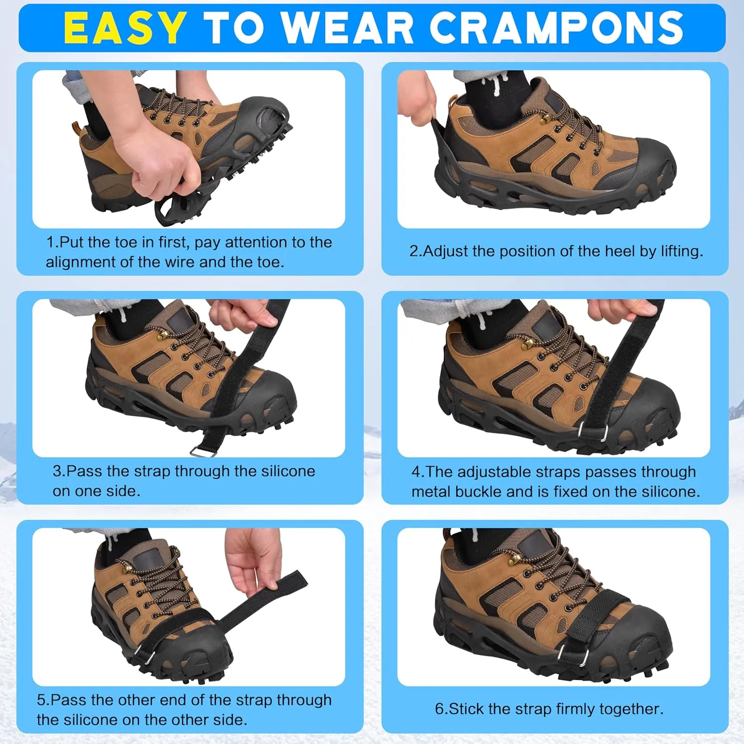 Ice Cleats Snow Traction Cleats,Crampons Ice Cleats for Shoes and Boots Men Women,Non Slip Ice Shoes Grippers Walk Traction Cleats 28 Studs for Snow Ice Hiking Walking Fishing