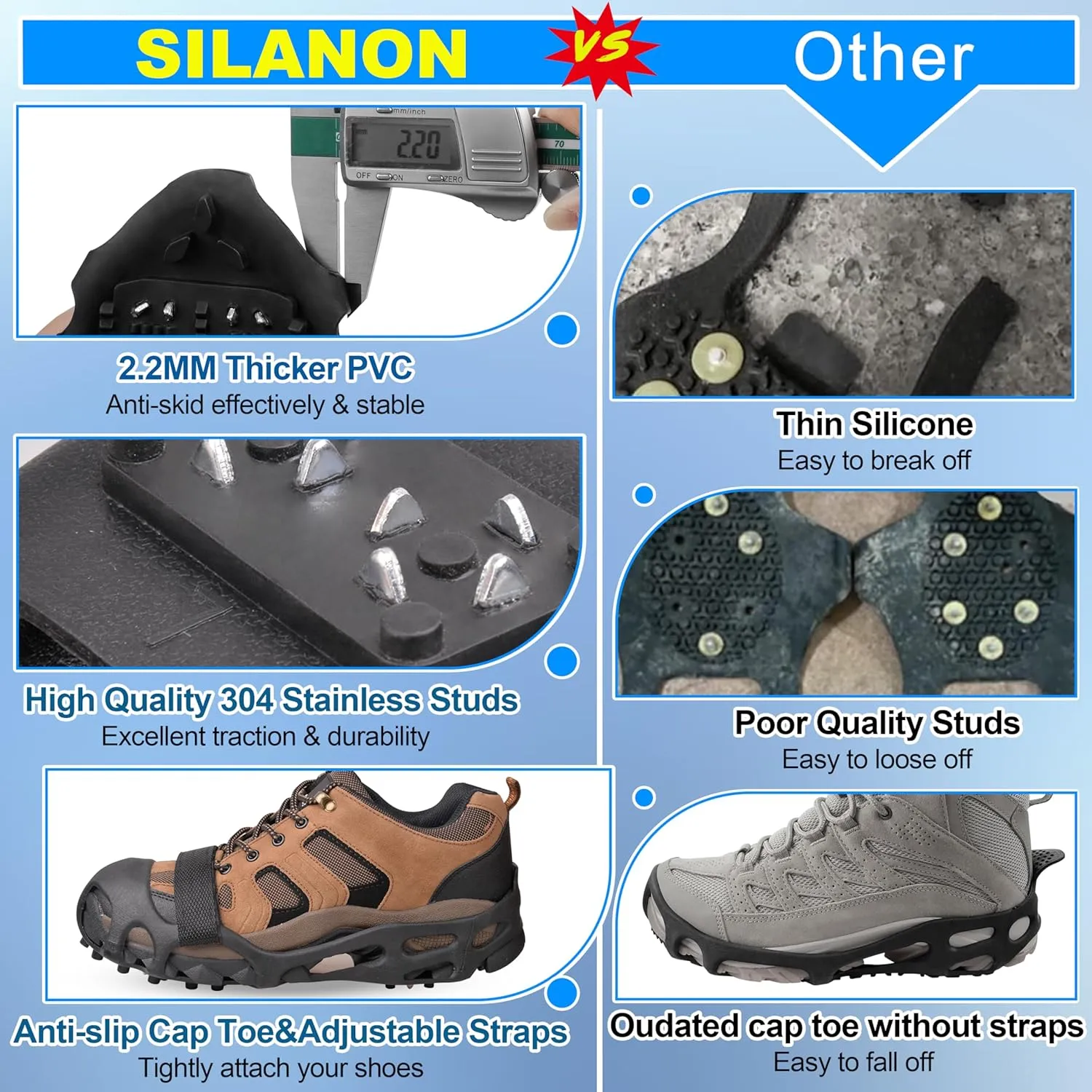 Ice Cleats Snow Traction Cleats,Crampons Ice Cleats for Shoes and Boots Men Women,Non Slip Ice Shoes Grippers Walk Traction Cleats 28 Studs for Snow Ice Hiking Walking Fishing