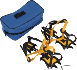 Ice Grips, 1 Pair of 10-Teeth Crampons Strap Ice Snow Walking Spikes with Adjustable Strap Slip Cleats for Hiking Climbing Fishing Jogging ice Climbing crampons