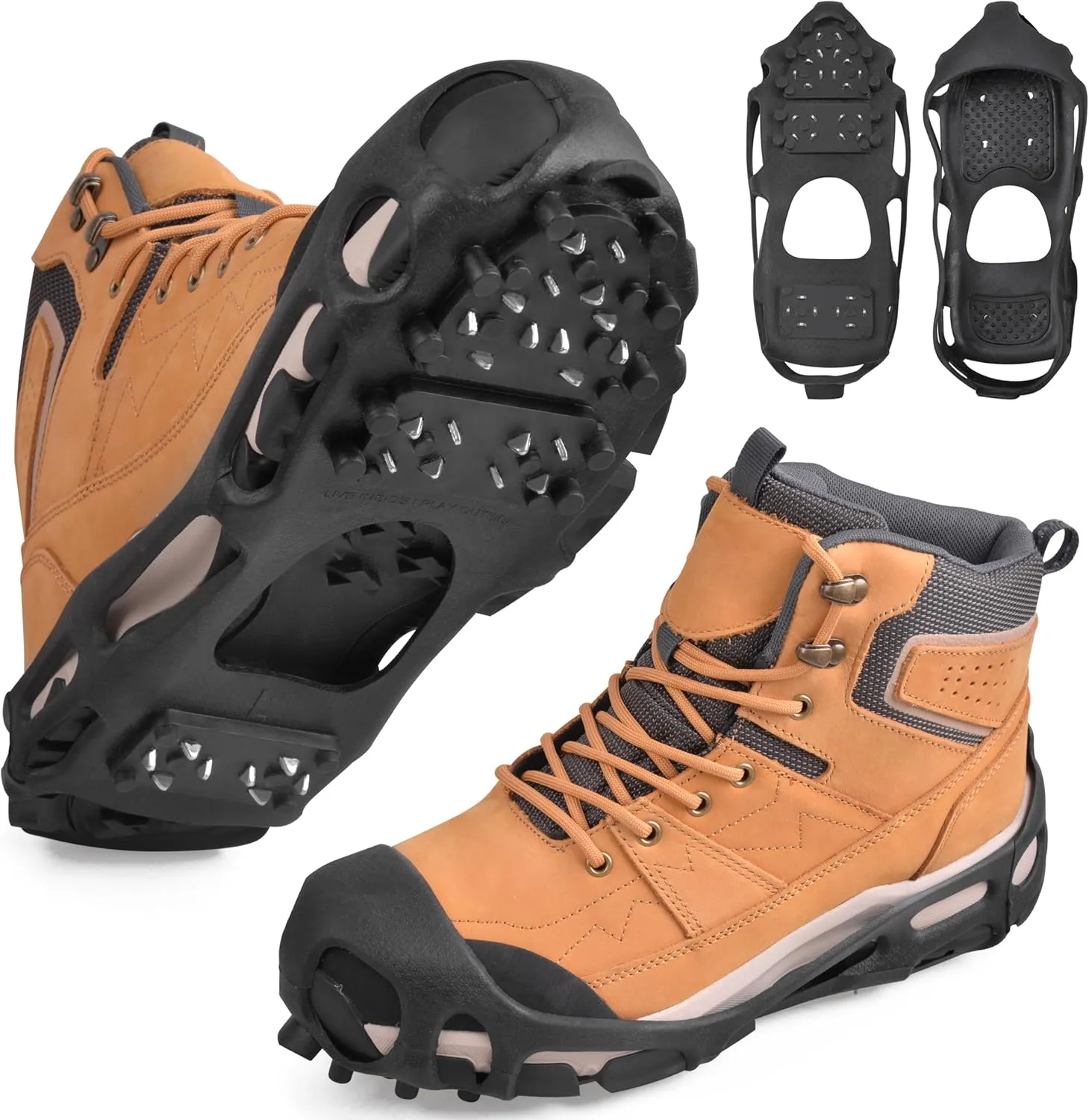 Ice Snow Traction Cleats Crampons Anti-Slip Snow Shoes Cleats Walking on Snow Ice Winter Walking Boots Cleats for Men Women