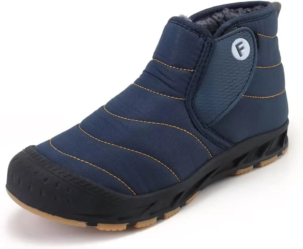 INEELUYI Men Women Winter Boots Outdoor Warm Fur Lined Slip On Sneakers Anti-Slip Waterproof Snow Boots