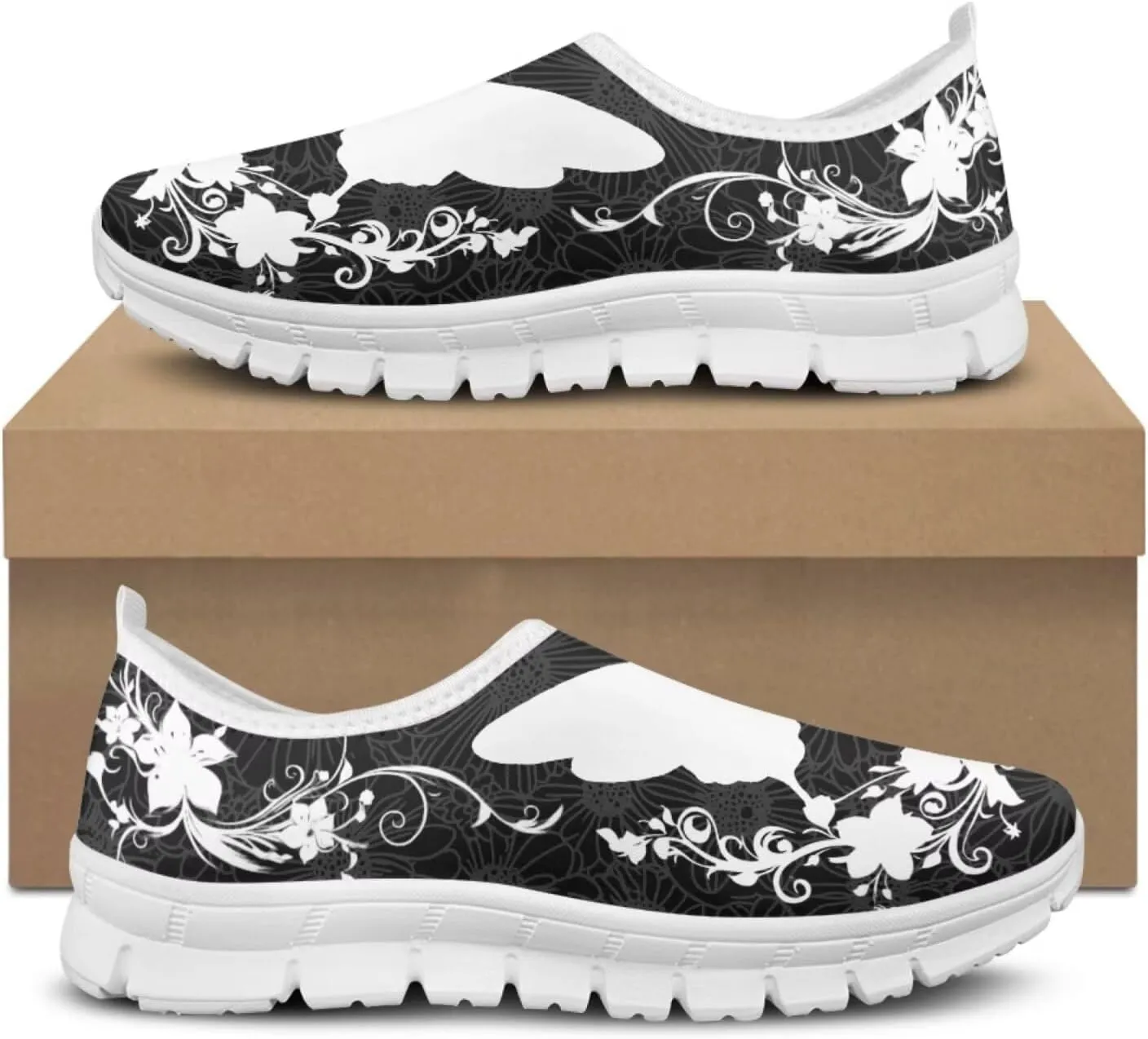 Jeiento Boho Floral Loafers for Women Slip on Shoes Flats Shoes Cozy Work Shoes