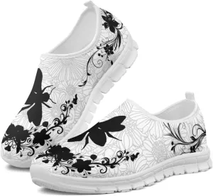 Jeiento Boho Floral Loafers for Women Slip on Shoes Flats Shoes Cozy Work Shoes