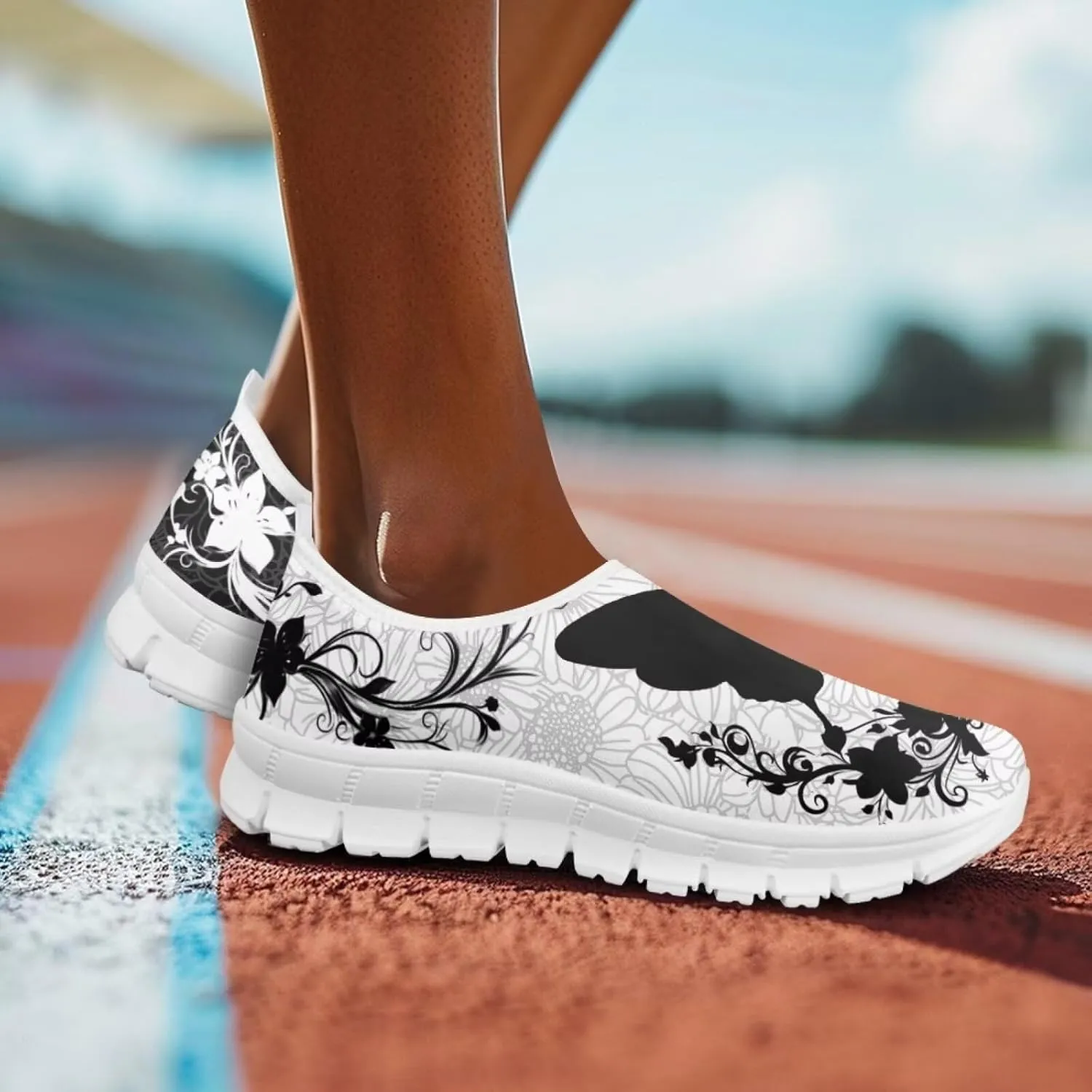 Jeiento Boho Floral Loafers for Women Slip on Shoes Flats Shoes Cozy Work Shoes