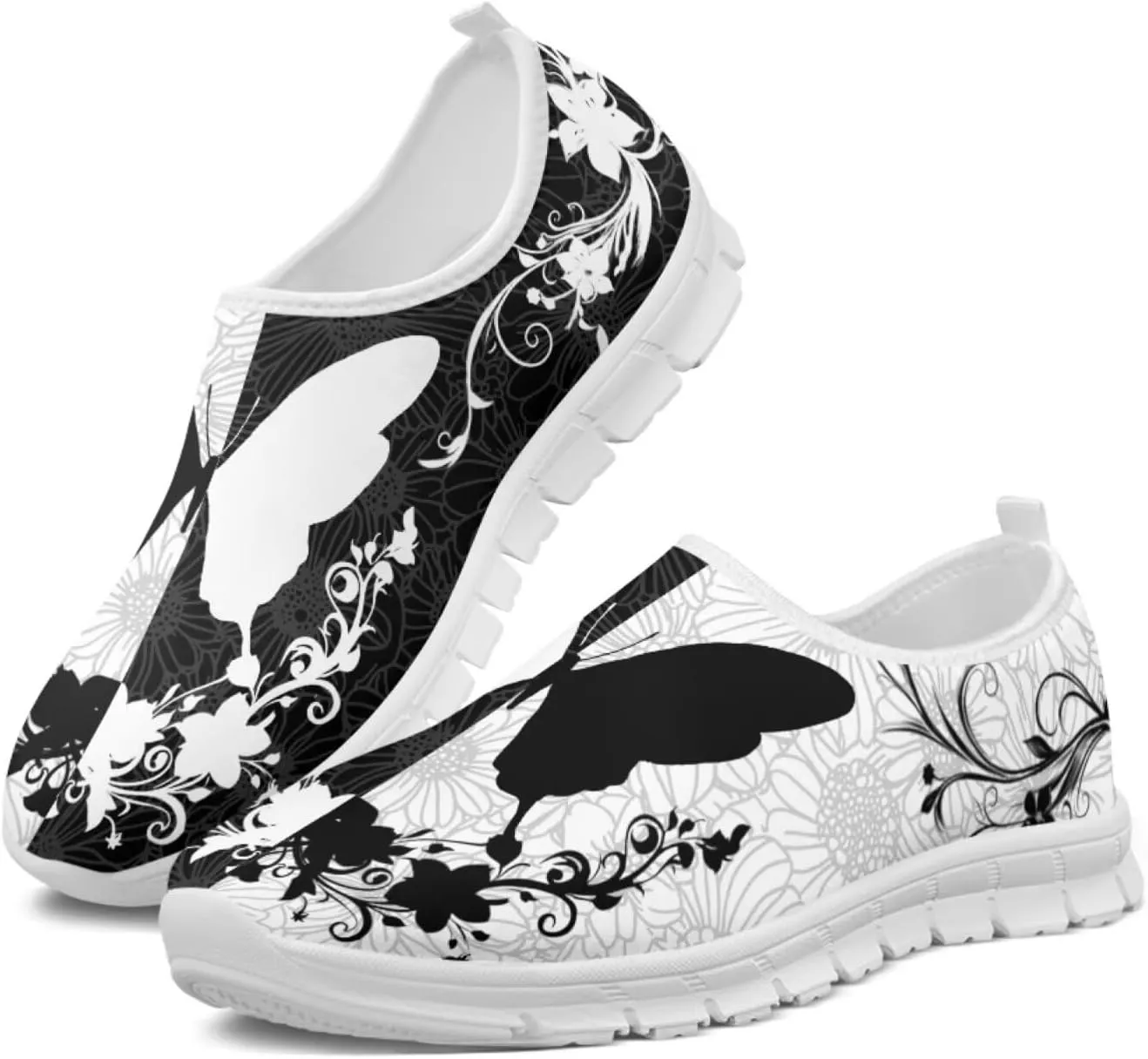 Jeiento Boho Floral Loafers for Women Slip on Shoes Flats Shoes Cozy Work Shoes