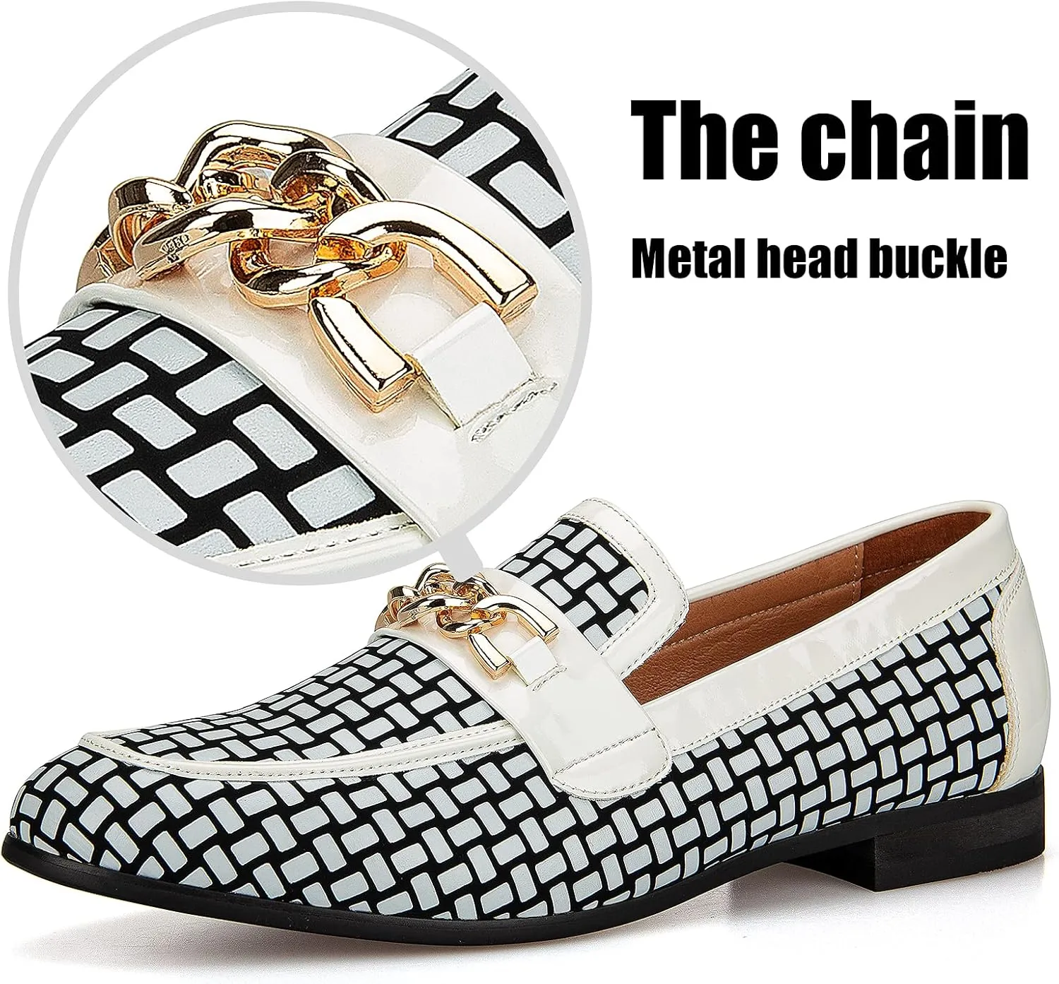 JITAI Mens Leather Shoes Pattern Printing Men's Dress Loafer Shoes Slip-on Casual Loafer Smoking Slipper
