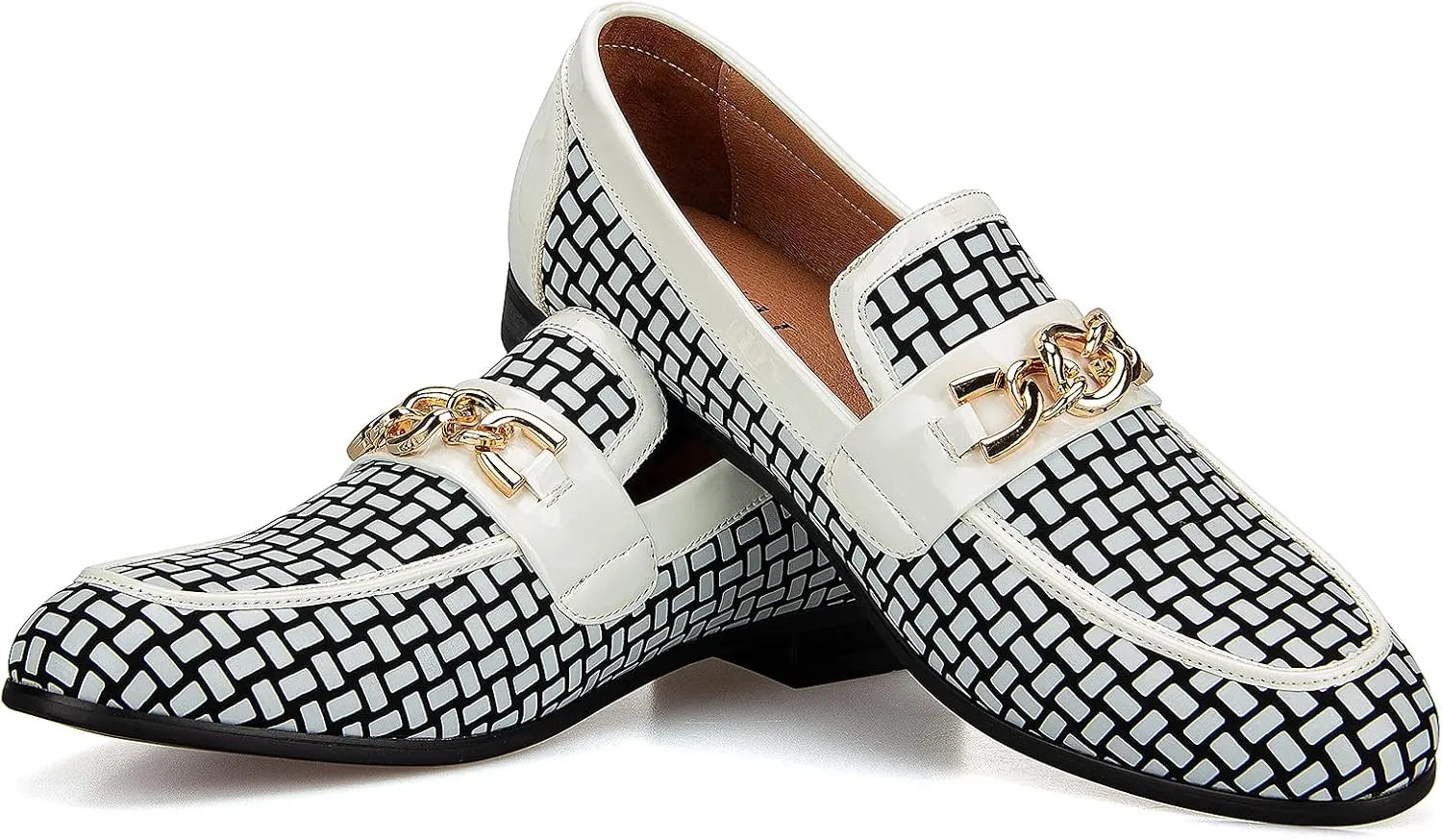 JITAI Mens Leather Shoes Pattern Printing Men's Dress Loafer Shoes Slip-on Casual Loafer Smoking Slipper