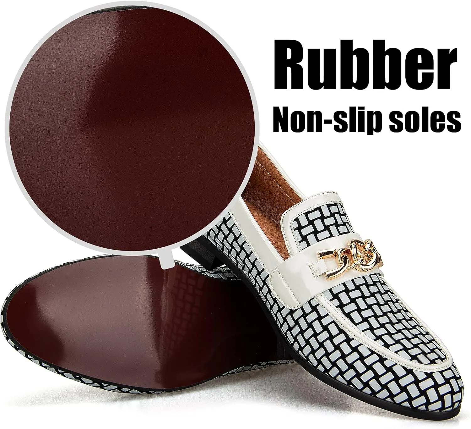 JITAI Mens Leather Shoes Pattern Printing Men's Dress Loafer Shoes Slip-on Casual Loafer Smoking Slipper