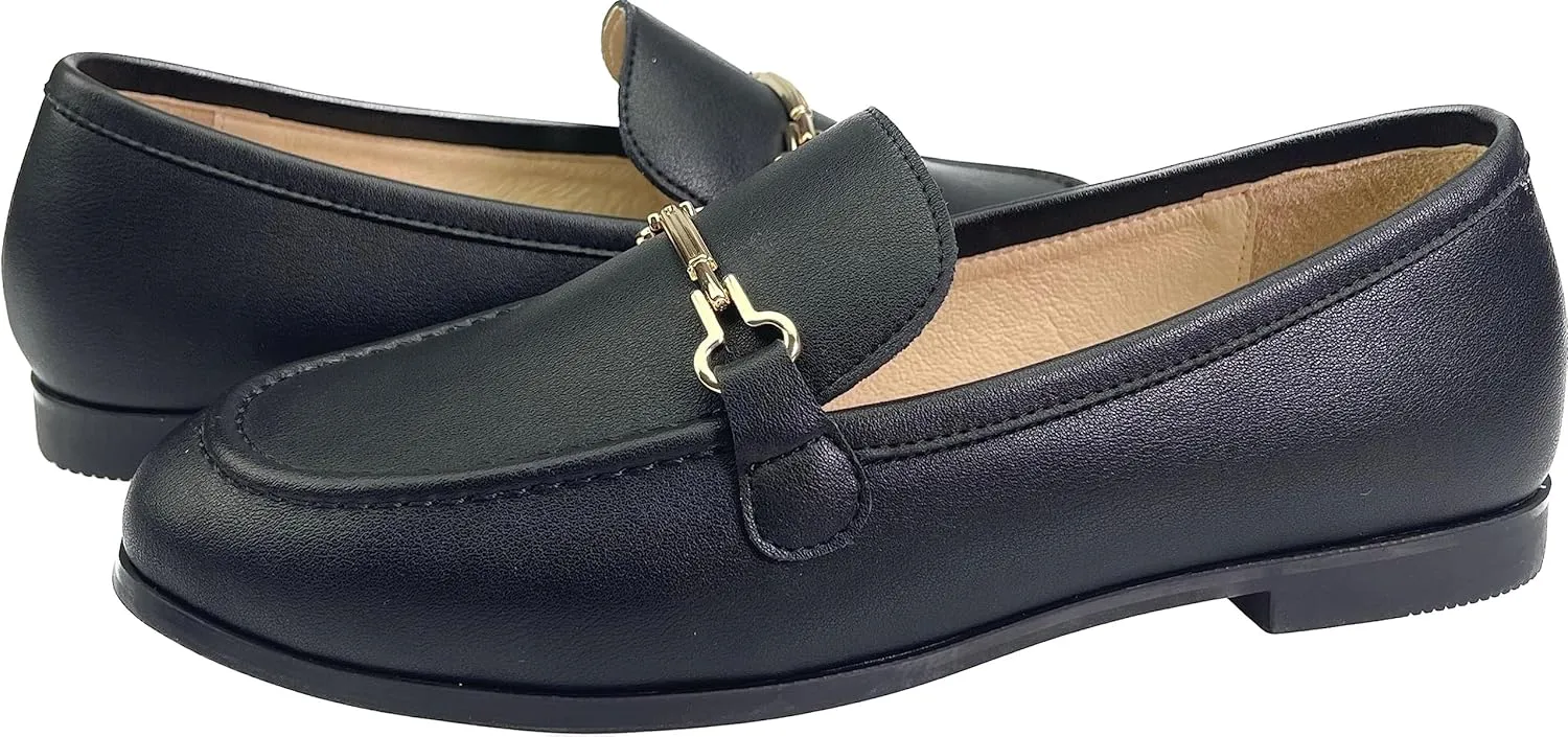 Justar Women's Genuine Leather Buckle Loafers Dress Shoes Casual Flats Low Heel Slip on Driving Penny Loafer for Women