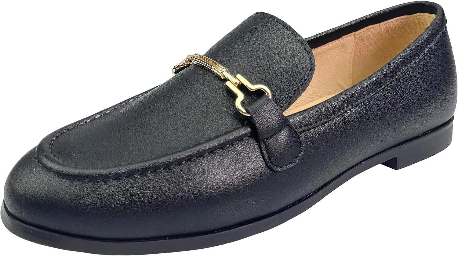 Justar Women's Genuine Leather Buckle Loafers Dress Shoes Casual Flats Low Heel Slip on Driving Penny Loafer for Women