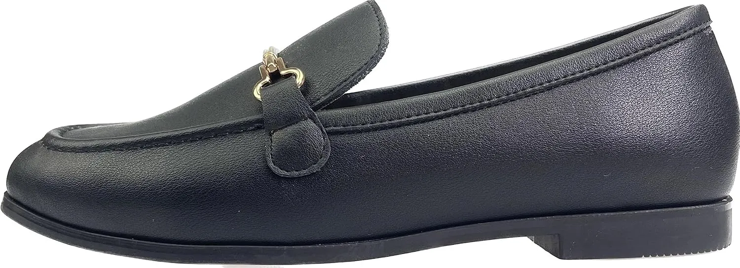Justar Women's Genuine Leather Buckle Loafers Dress Shoes Casual Flats Low Heel Slip on Driving Penny Loafer for Women