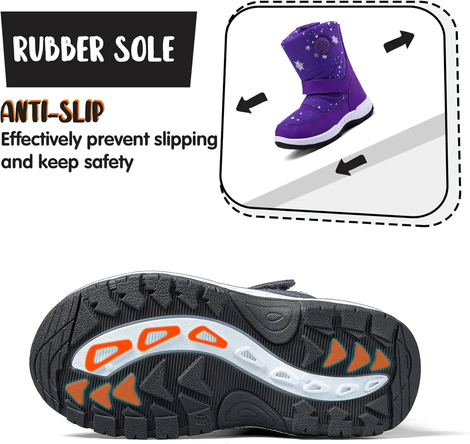 K KomForme Boys Girls Snow Boots Waterproof Winter Outdoor Boots(Toddler/Little Kid/Big Kid)