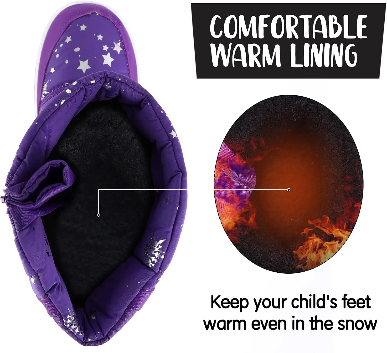 K KomForme Boys Girls Snow Boots Waterproof Winter Outdoor Boots(Toddler/Little Kid/Big Kid)