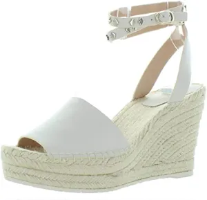 Kate Spade Womens Frenchy Leather Embellished Wedges White 9.5 Medium (B,M)