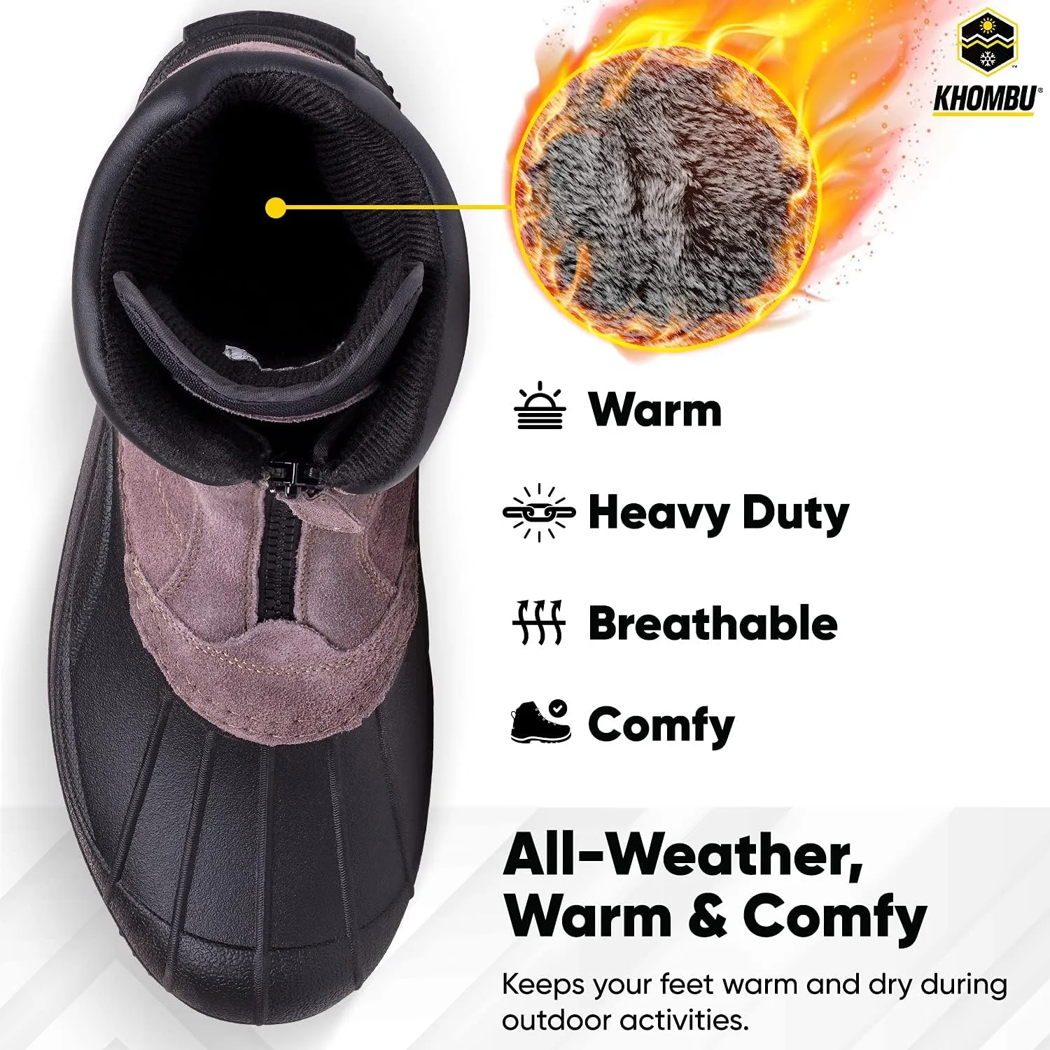 Khombu Men's Paul Insulated Winter Snow Boots with Zipper