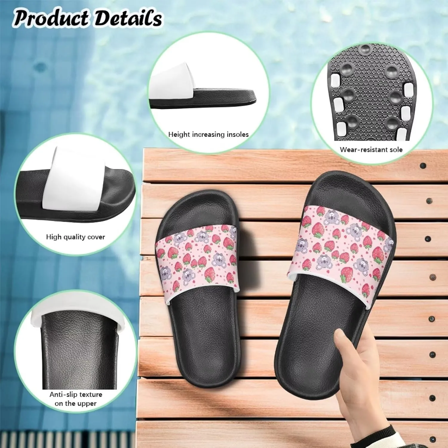 Kid Girls Slides Sandals For Kid Child Slippers Lightweight Non-slip Open Toe Comfy Shower Beach Funny Slide Sandals