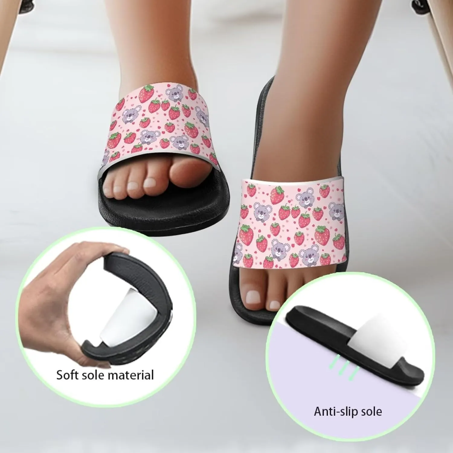 Kid Girls Slides Sandals For Kid Child Slippers Lightweight Non-slip Open Toe Comfy Shower Beach Funny Slide Sandals