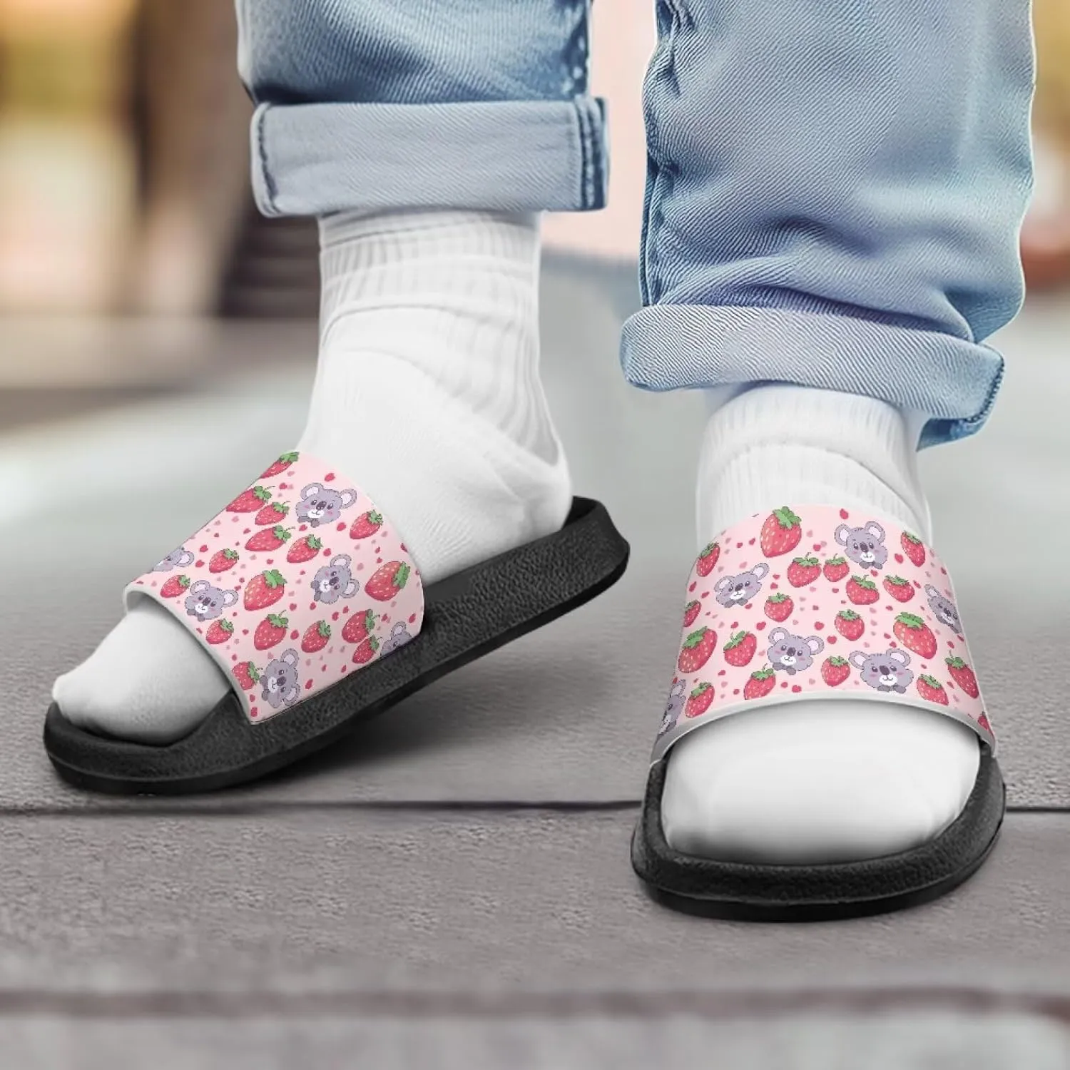Kid Girls Slides Sandals For Kid Child Slippers Lightweight Non-slip Open Toe Comfy Shower Beach Funny Slide Sandals