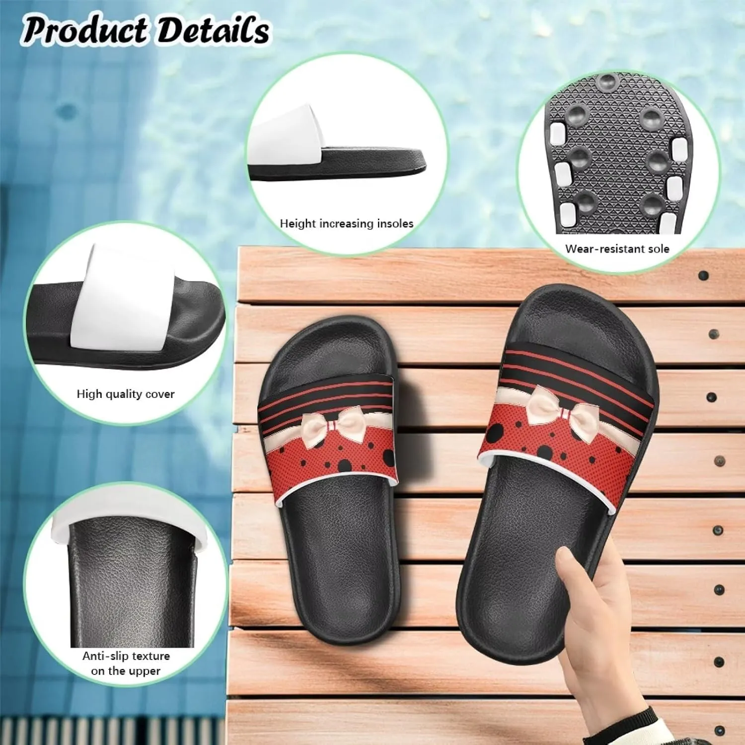 Kid Girls Slides Sandals For Kid Child Slippers Lightweight Non-slip Open Toe Comfy Shower Beach Funny Slide Sandals