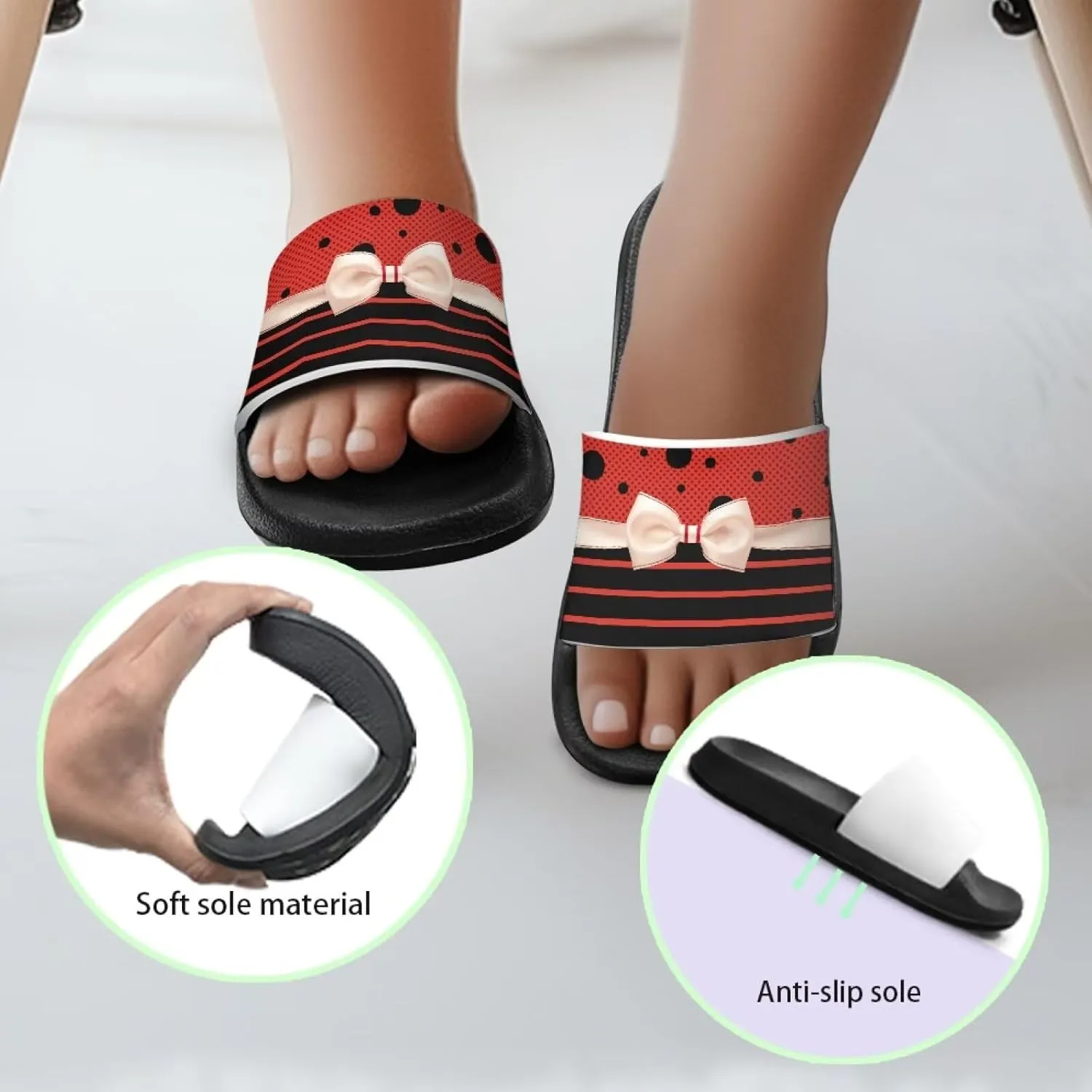 Kid Girls Slides Sandals For Kid Child Slippers Lightweight Non-slip Open Toe Comfy Shower Beach Funny Slide Sandals