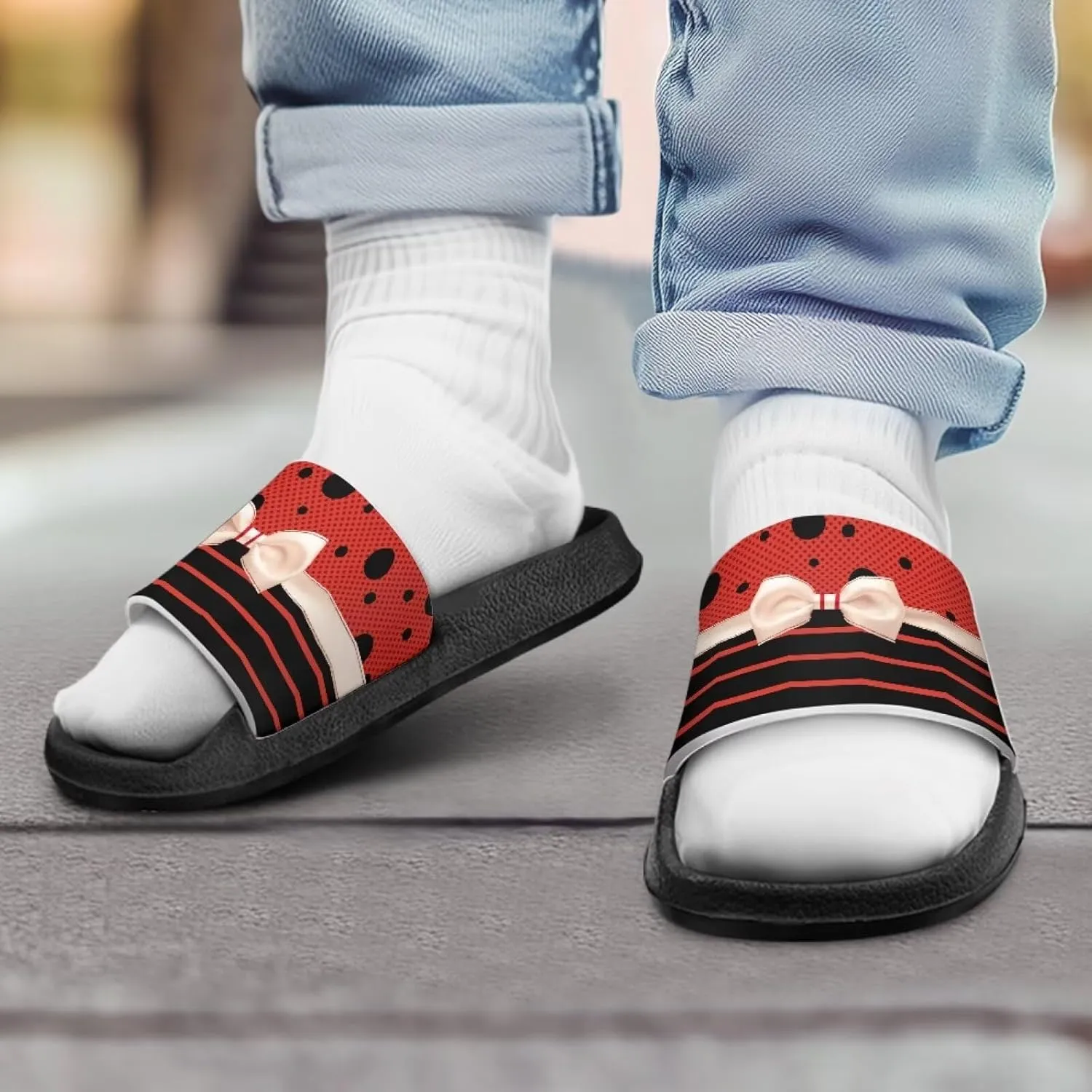 Kid Girls Slides Sandals For Kid Child Slippers Lightweight Non-slip Open Toe Comfy Shower Beach Funny Slide Sandals