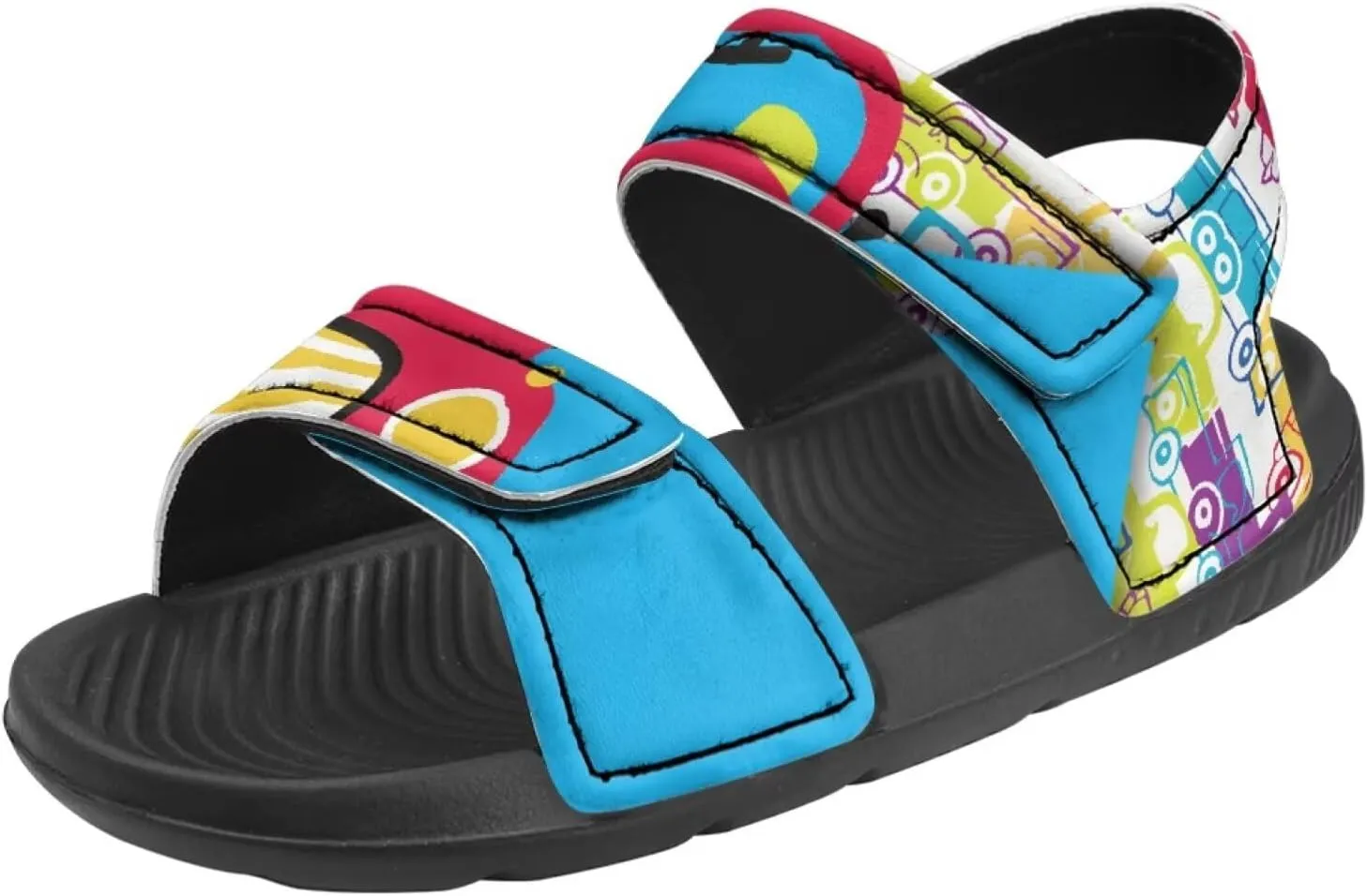 Kids Sandals Cartoon Car Print Athletic Sandals for Boys US 5 Causal Summer Sport Shoes with Adjustable Strap for Hiking Walking Beach Pool