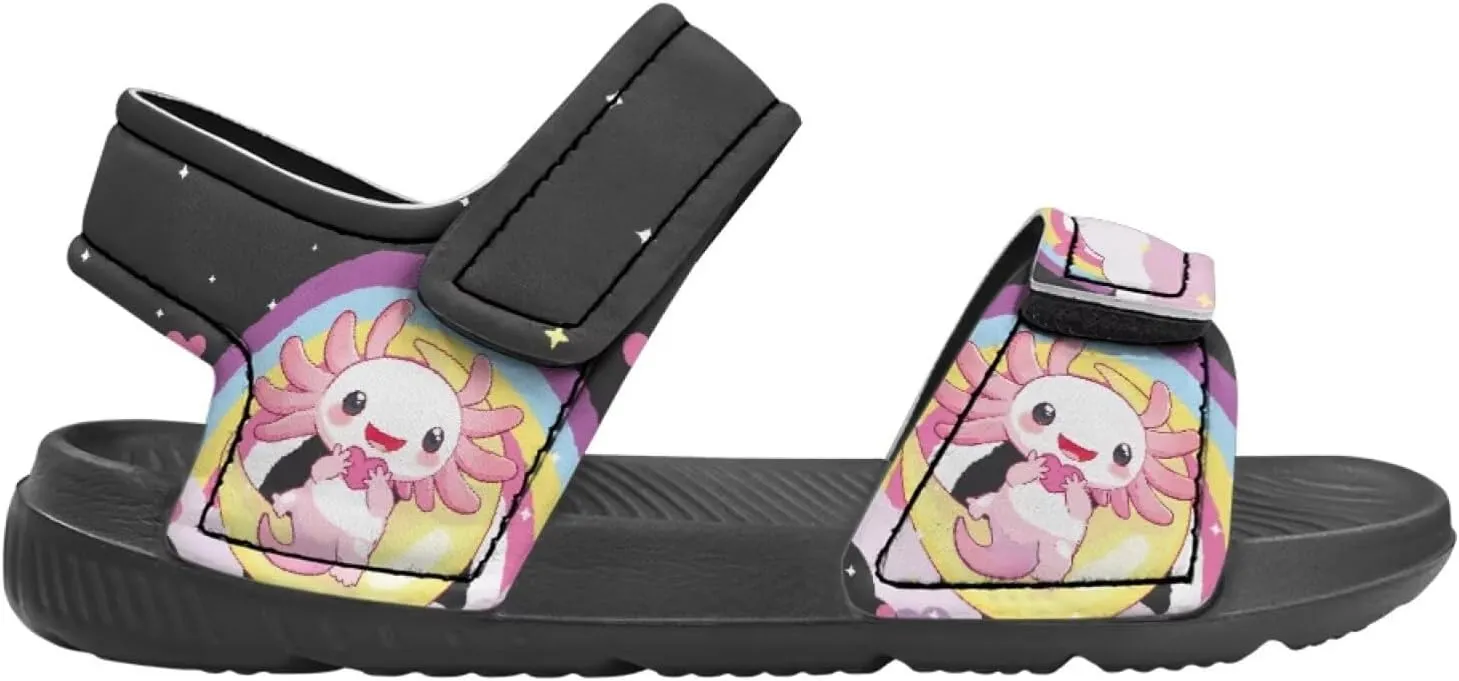 Kids Sandals Cartoon Car Print Athletic Sandals for Boys US 5 Causal Summer Sport Shoes with Adjustable Strap for Hiking Walking Beach Pool