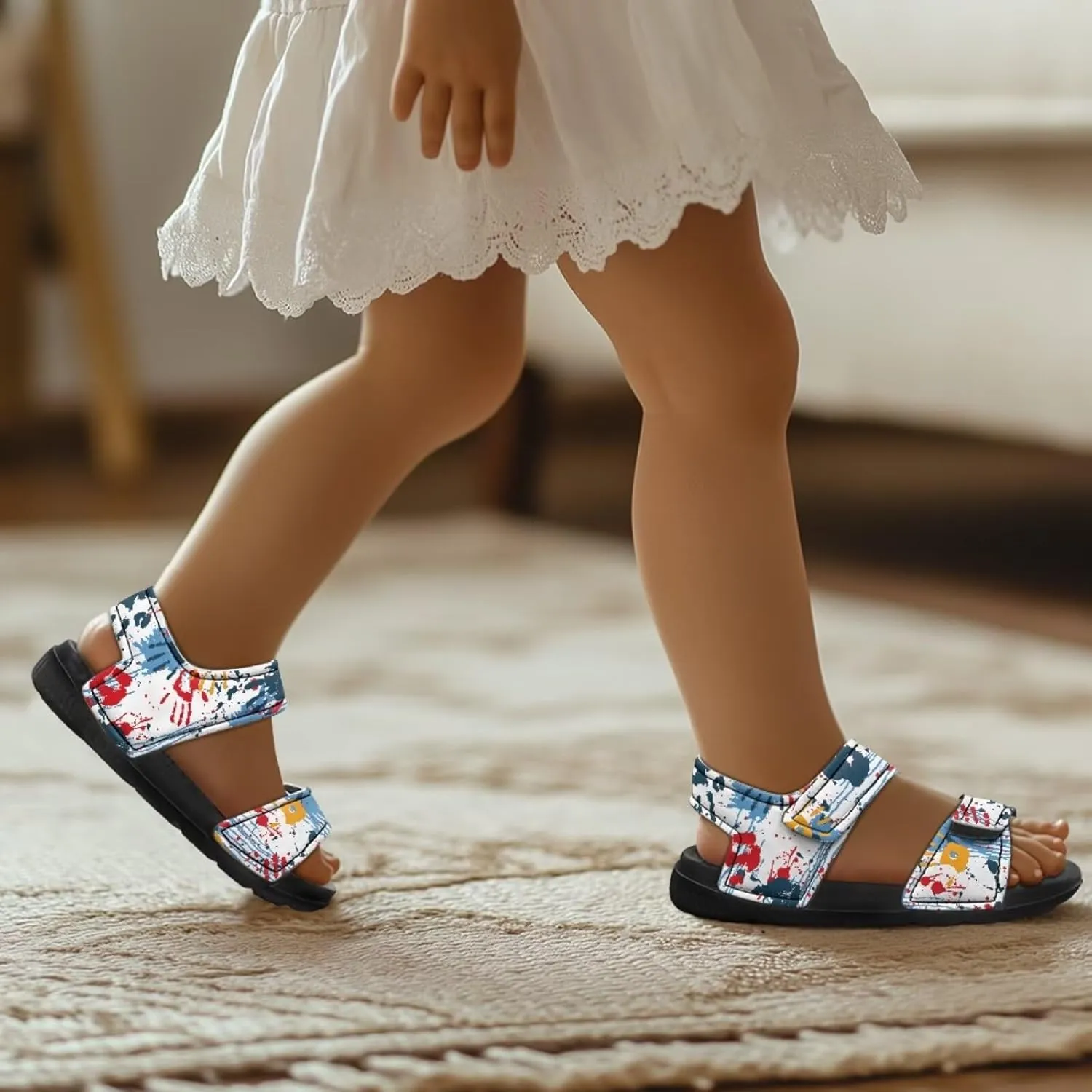 Kids Sandals Summer Shoes Girls Slide Sandals Slip On Toddler Shoes Double Buckle Strap Open Toe EVA Slippers