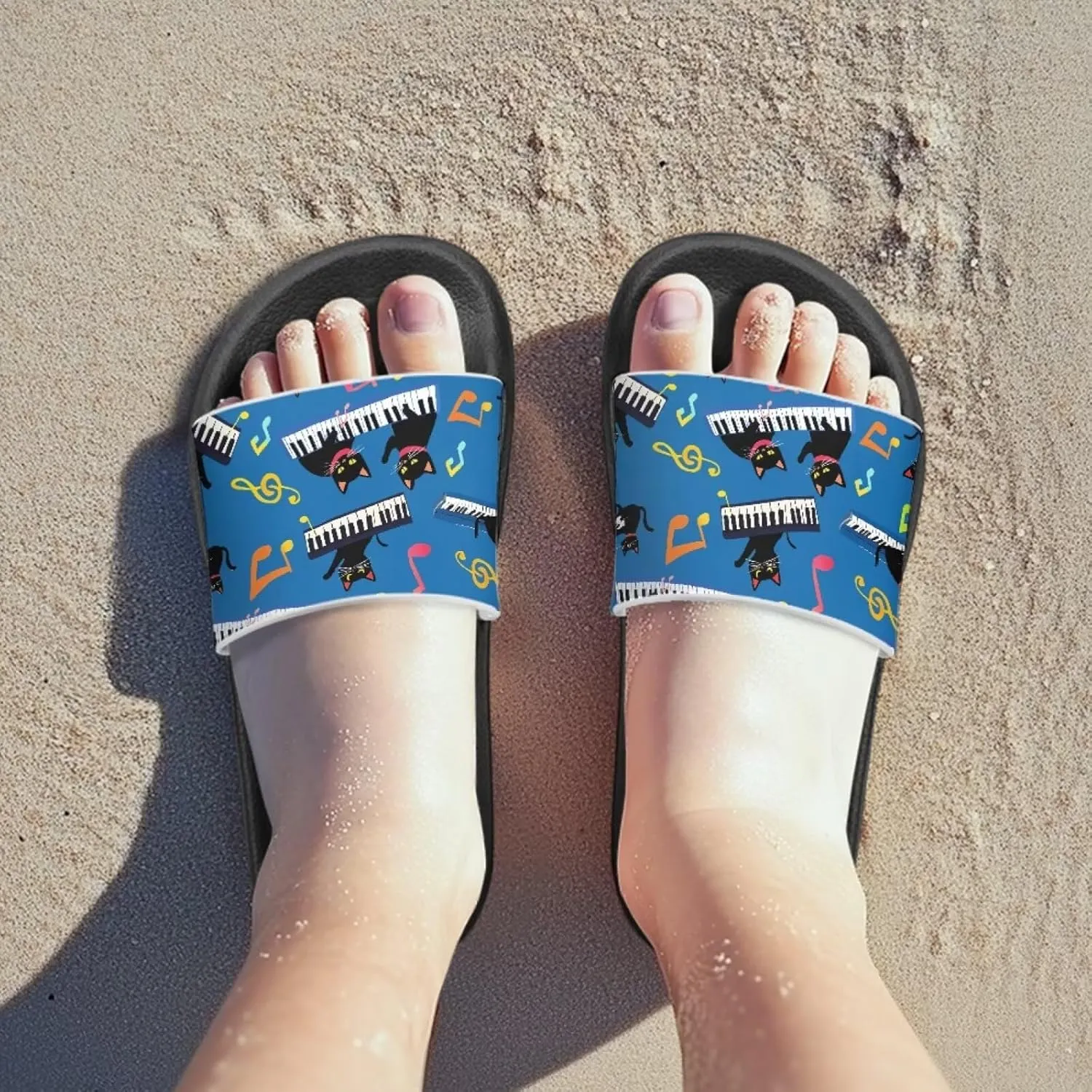 Kids Shower Slippers Slip-On Lightweight Pool Open Toe Toddler Summer Sandals for Beach with EVA Sole