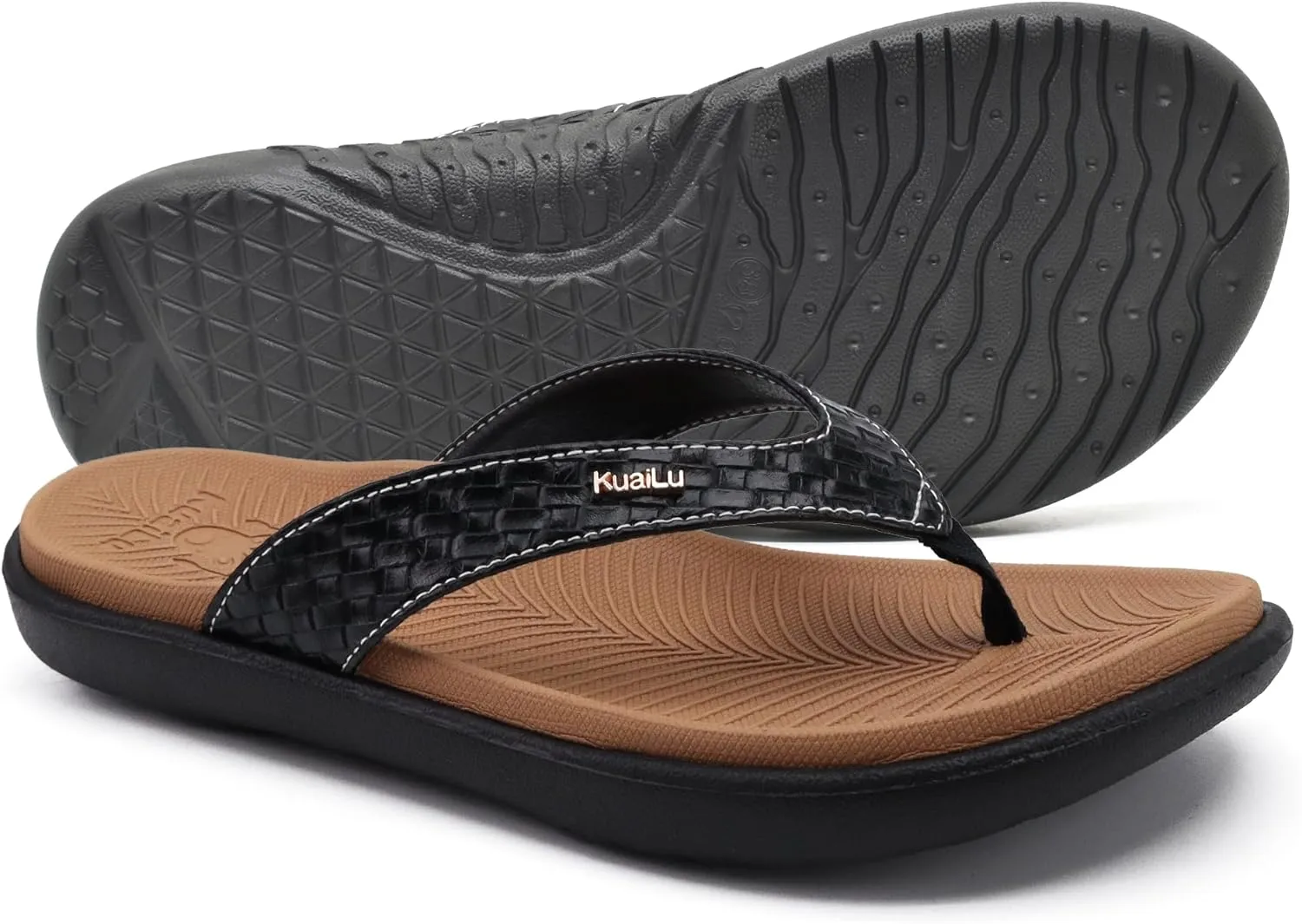KuaiLu Womens Flip Flops Ladies Yoga Mat Comfortable Walking Thong Sandals With Plantar Fasciitis Arch Support Slip On Indoor Outdoor For Summer