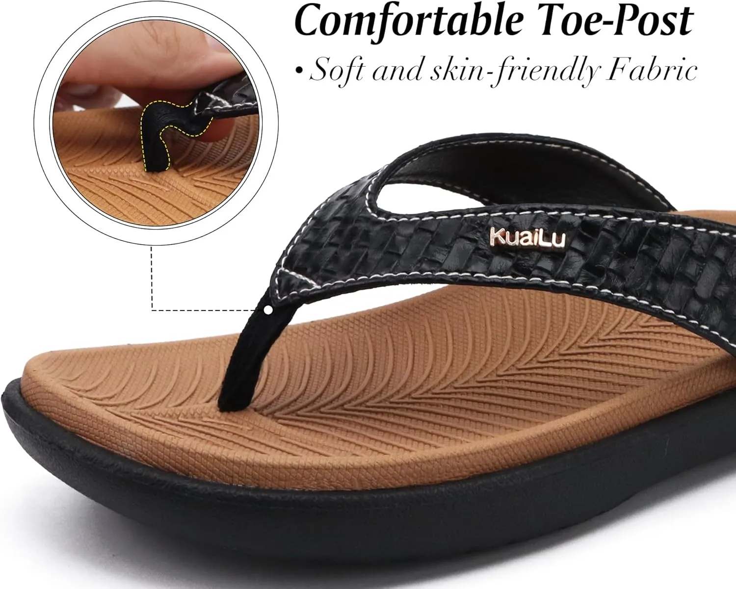 KuaiLu Womens Flip Flops Ladies Yoga Mat Comfortable Walking Thong Sandals With Plantar Fasciitis Arch Support Slip On Indoor Outdoor For Summer