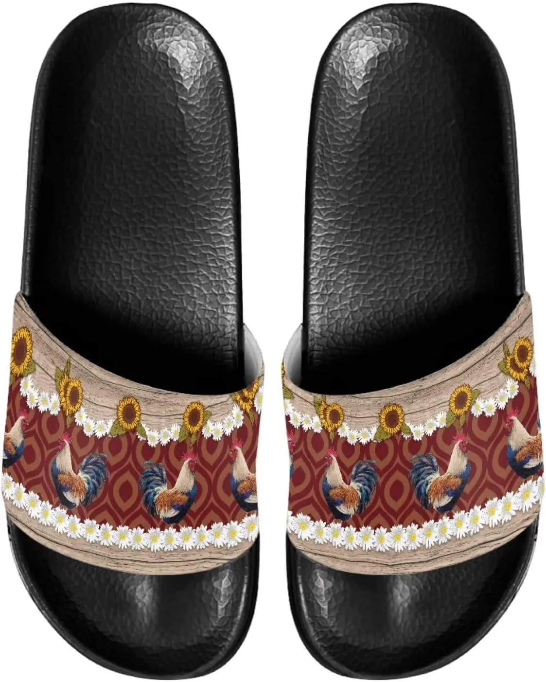 Ladies Pillow House Slide Sandals Open Toe Black Flat Shoes Ultra Cushion Sandals Single Band Bath Shower Shoes Travel-friendly Flip Flops