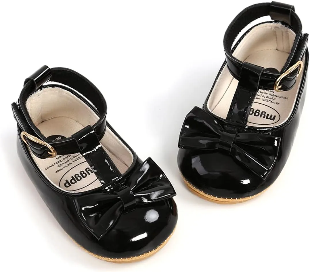 LAFEGEN Baby Girl Shoes Non Slip Soft Sole PU Leather Infant Toddler Mary Jane Flats First Walker Crib Dress Oxford Shoes 3-18 Months