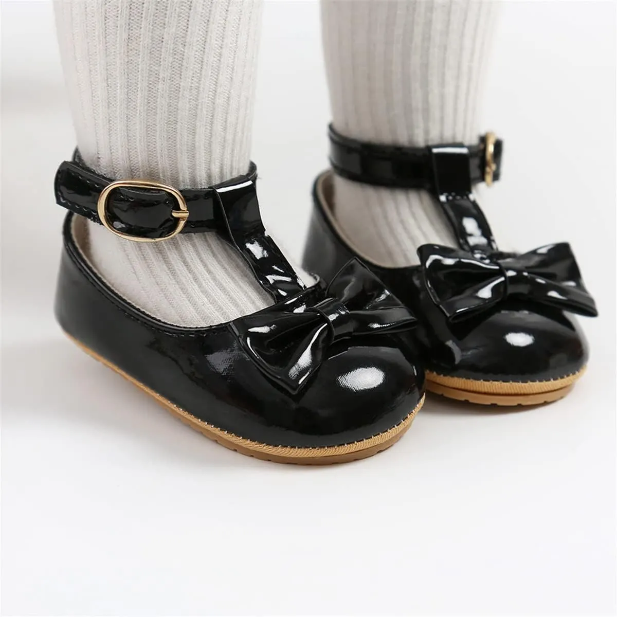 LAFEGEN Baby Girl Shoes Non Slip Soft Sole PU Leather Infant Toddler Mary Jane Flats First Walker Crib Dress Oxford Shoes 3-18 Months