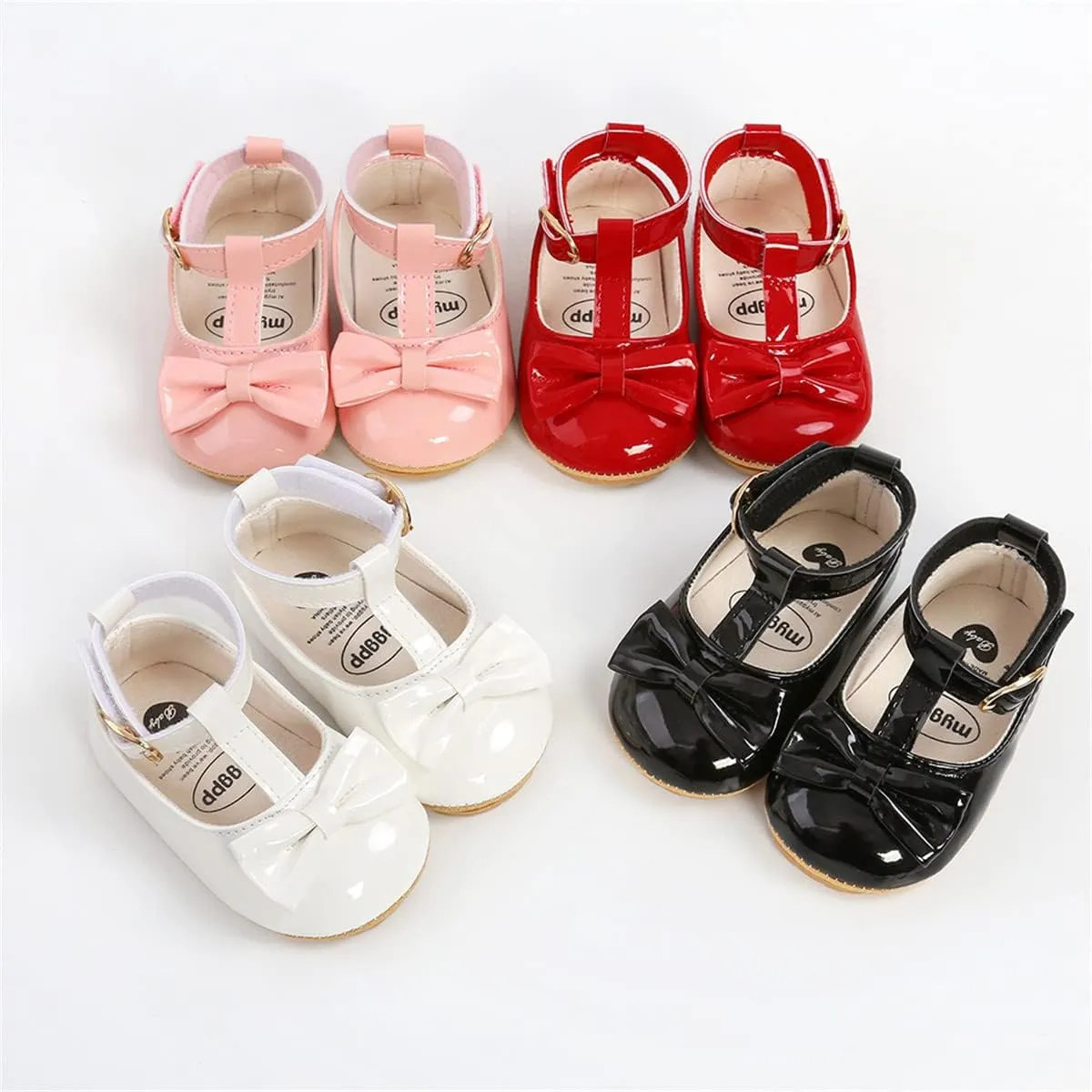 LAFEGEN Baby Girl Shoes Non Slip Soft Sole PU Leather Infant Toddler Mary Jane Flats First Walker Crib Dress Oxford Shoes 3-18 Months