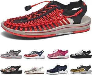 Large Size Unisex Rope Sport Sandals Men's Fisherman Shoes Women's Hand-Woven Shoes Comfortable Couple Lightweight Beach Sandals
