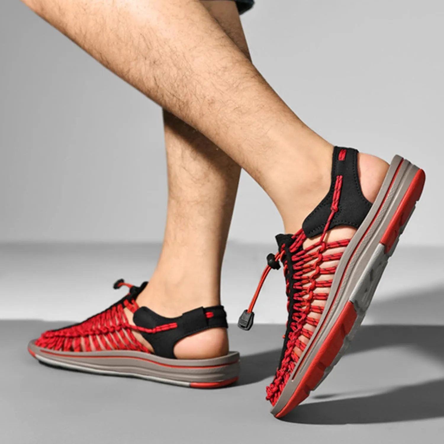 Large Size Unisex Rope Sport Sandals Men's Fisherman Shoes Women's Hand-Woven Shoes Comfortable Couple Lightweight Beach Sandals