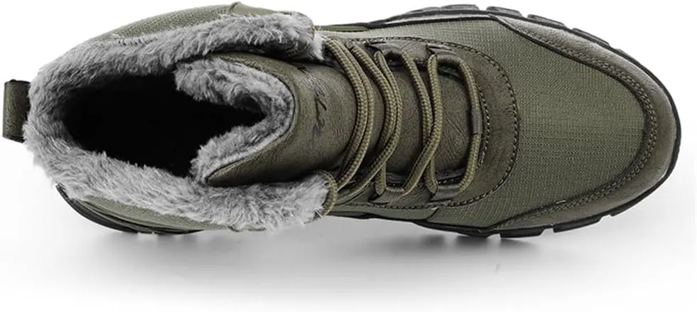 LEADER SHOW Men's Outdoor Walking Snow Boots Waterproof Fur Lined Winter Sneaker Warm Shoes