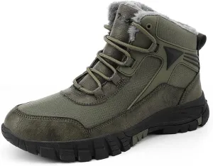 LEADER SHOW Men's Outdoor Walking Snow Boots Waterproof Fur Lined Winter Sneaker Warm Shoes