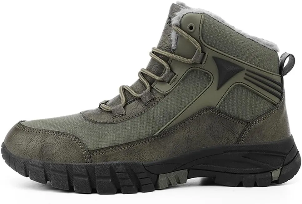 LEADER SHOW Men's Outdoor Walking Snow Boots Waterproof Fur Lined Winter Sneaker Warm Shoes