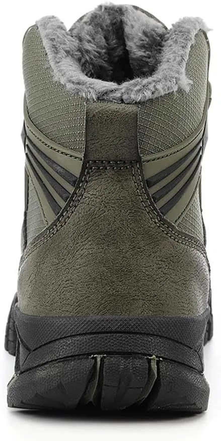 LEADER SHOW Men's Outdoor Walking Snow Boots Waterproof Fur Lined Winter Sneaker Warm Shoes