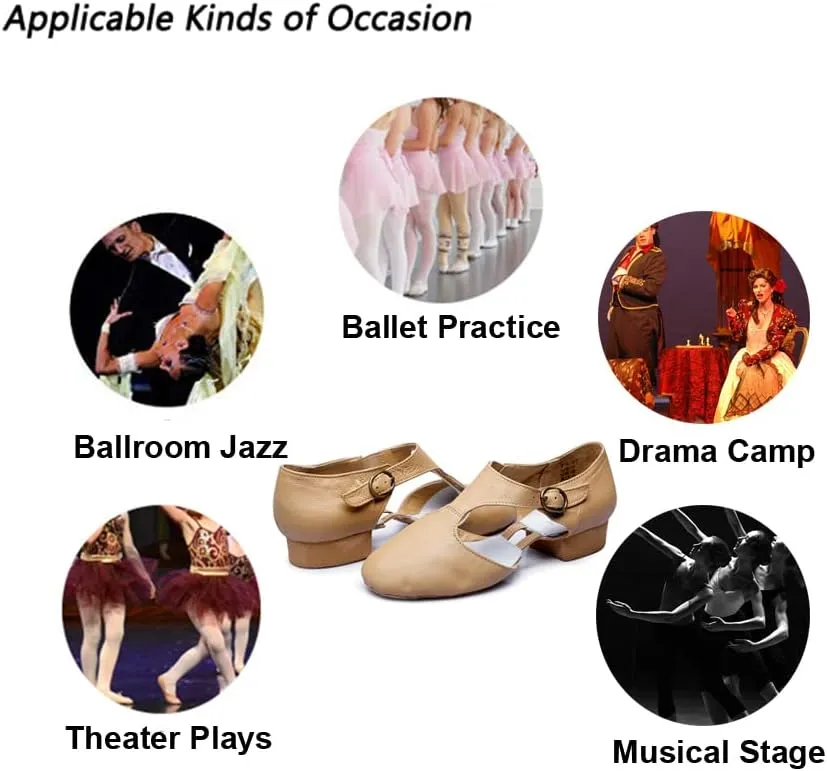 Leather Jazz Dance Shoes for Women Men Slip on Teaching Dance Sandals