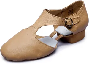 Leather Jazz Dance Shoes for Women Men Slip on Teaching Dance Sandals
