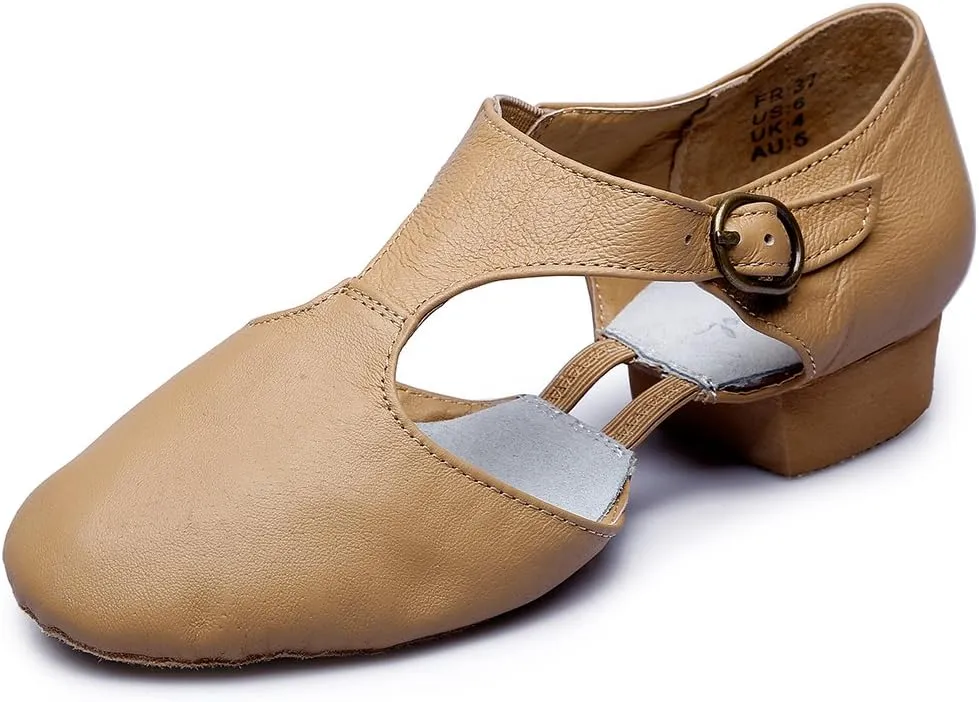 Leather Jazz Dance Shoes for Women Men Slip on Teaching Dance Sandals