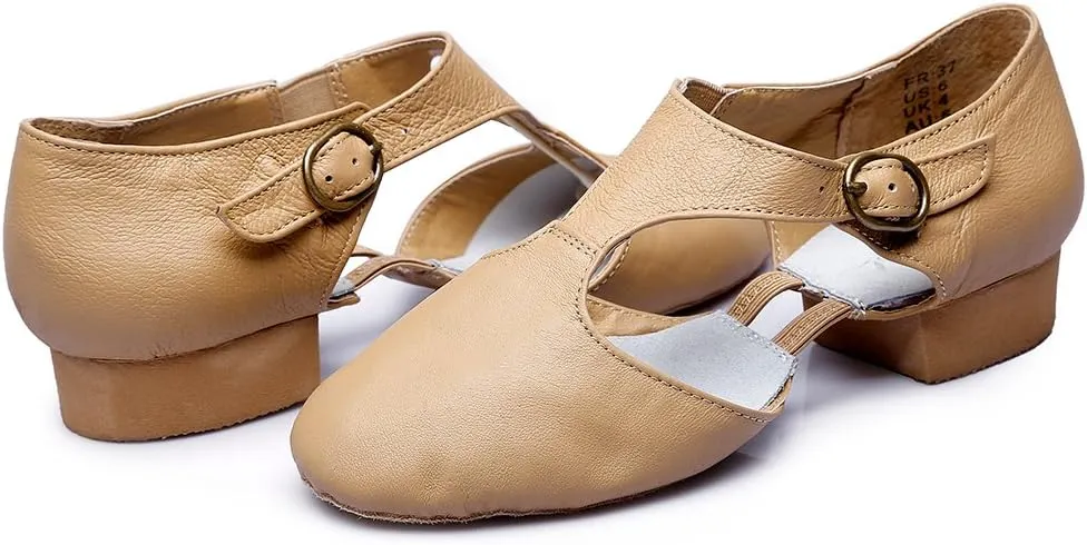 Leather Jazz Dance Shoes for Women Men Slip on Teaching Dance Sandals