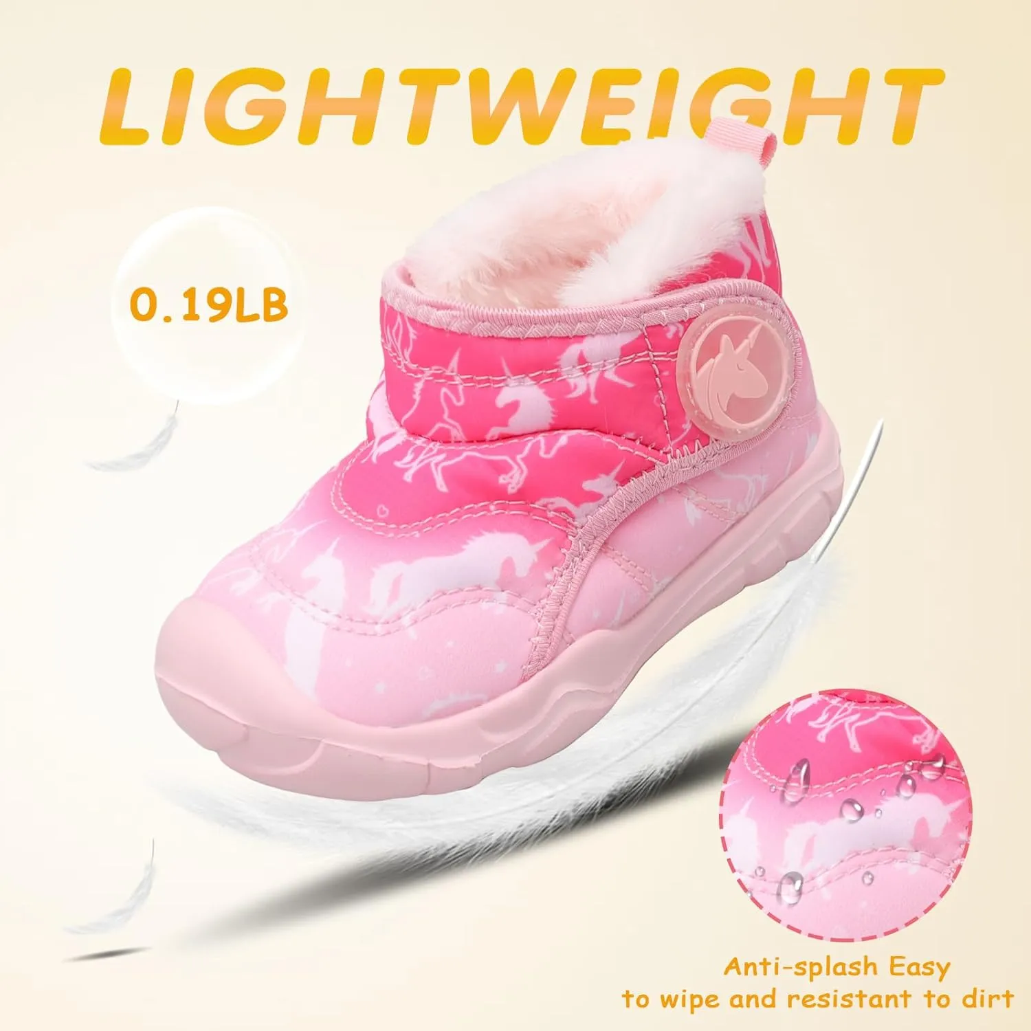 LeIsfIt Toddler Boots Girls Boys Winter Boots Cozy Fleece Snow Boots Indoor Outdoor Warm Shoes