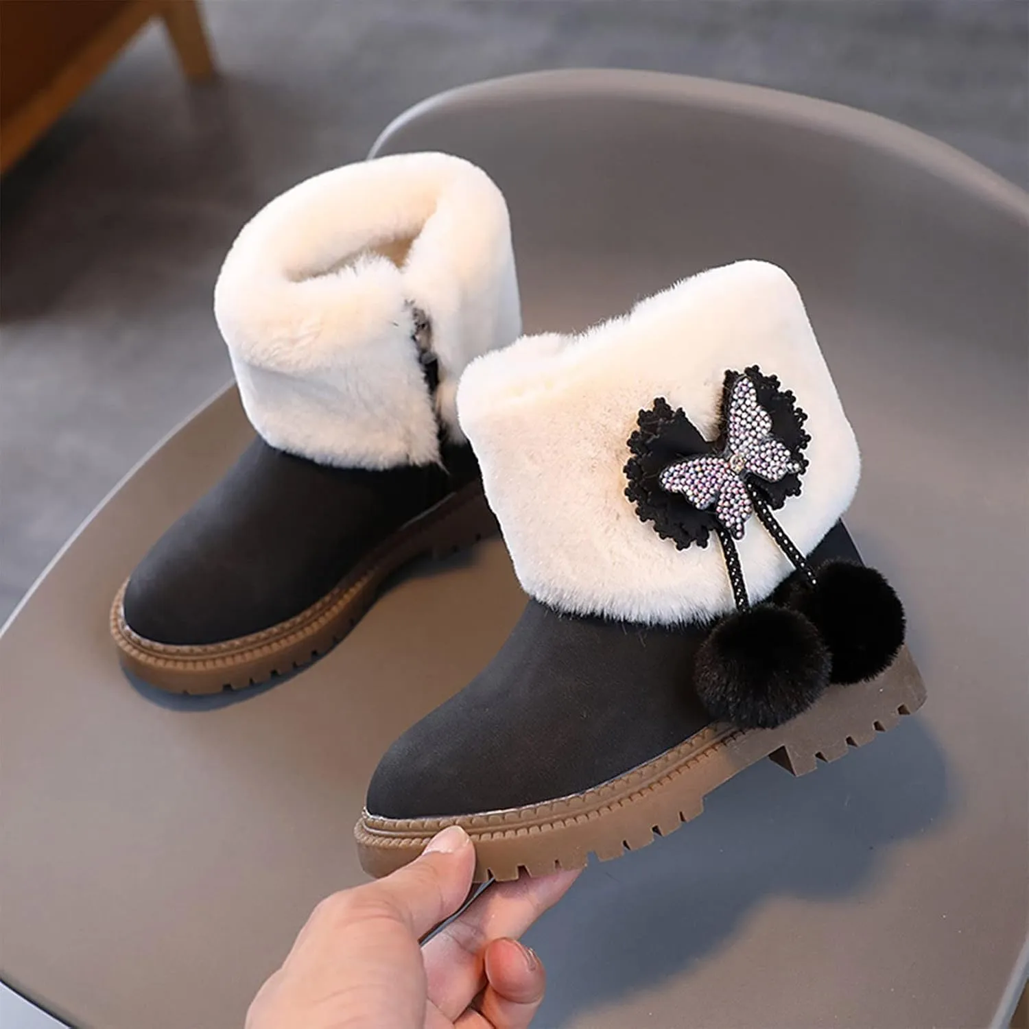Leopard Rain Boots Kids Fashion Autumn and Winter Girls Snow Boots Thick Bottom Non Kids Winter Boots for Girls Size 1