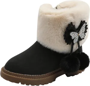 Leopard Rain Boots Kids Fashion Autumn and Winter Girls Snow Boots Thick Bottom Non Kids Winter Boots for Girls Size 1