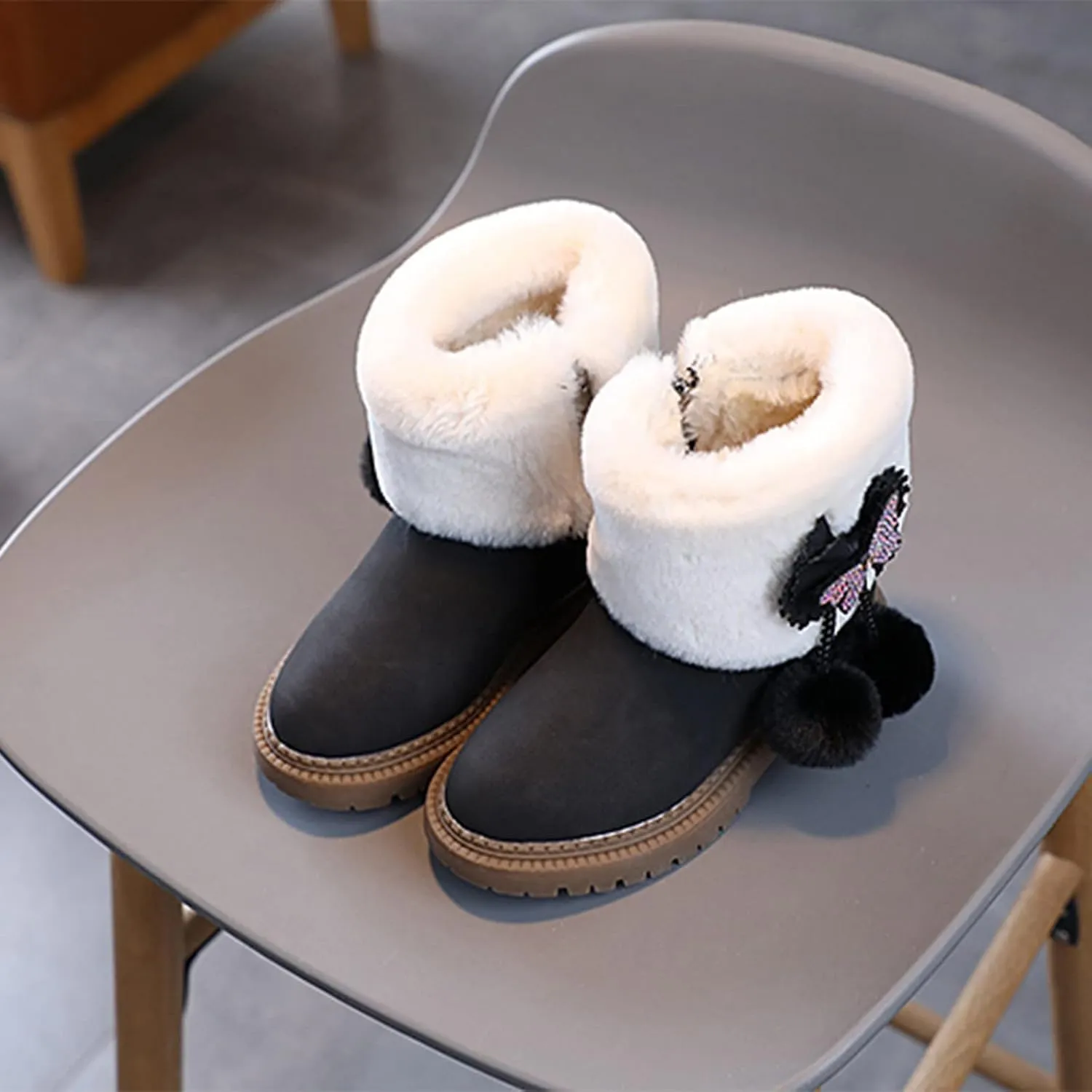 Leopard Rain Boots Kids Fashion Autumn and Winter Girls Snow Boots Thick Bottom Non Kids Winter Boots for Girls Size 1